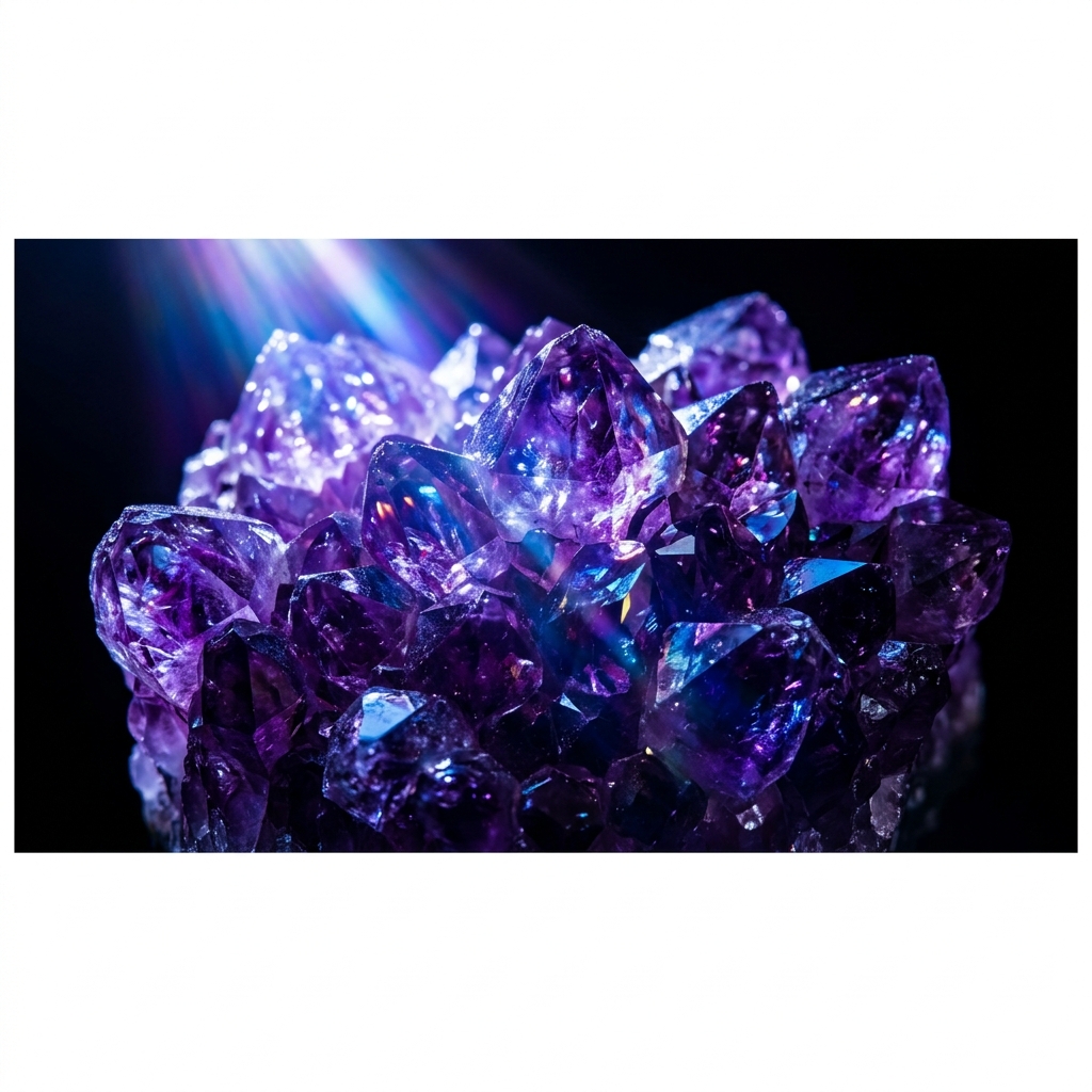 Amethyst crystal cluster representing the language of energy